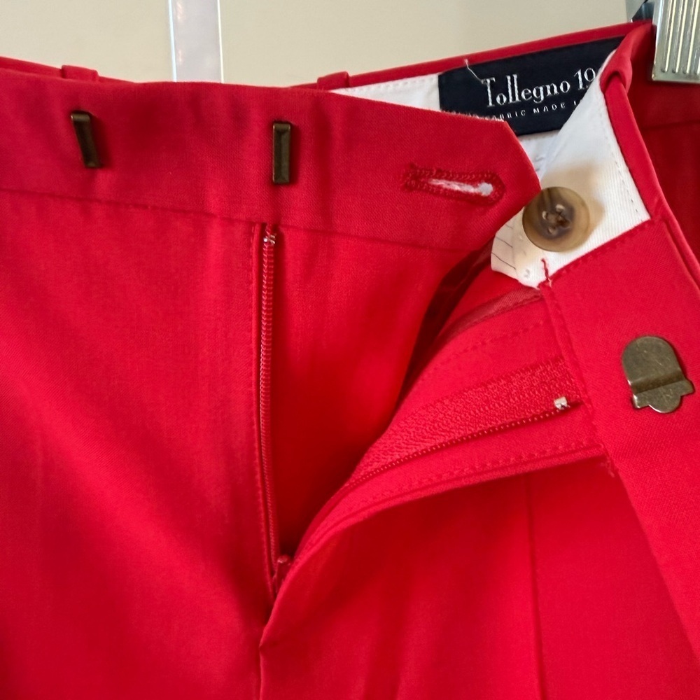 J Crew “Tollegno 1900” Red Classic Fit Straight Leg Pants Size 4 Work Career - Picture 10 of 15